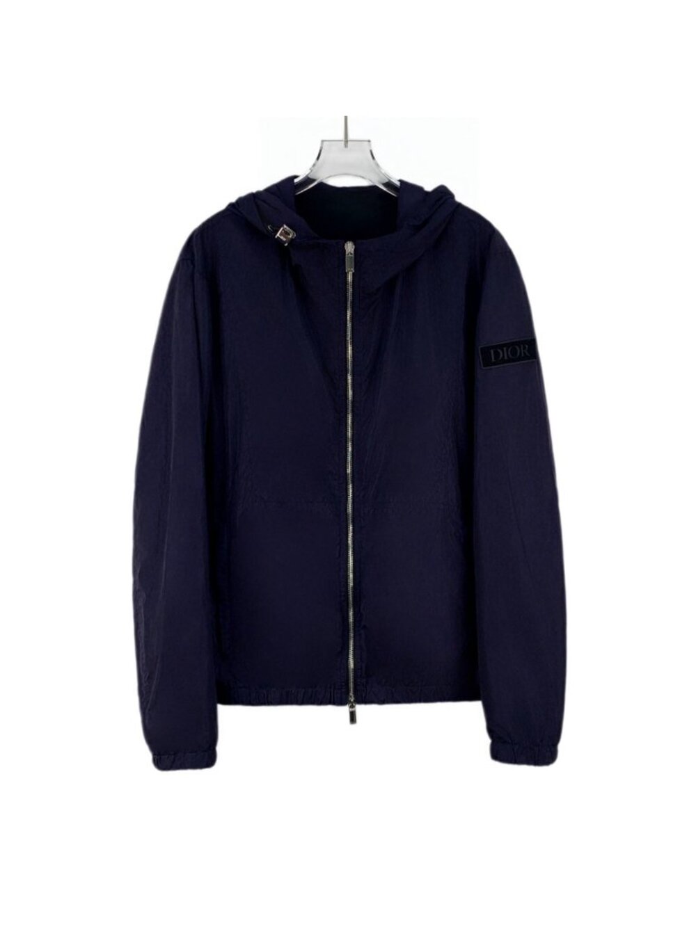 Dior Dark Navy Logo Emblem Hooded Zip Jacket